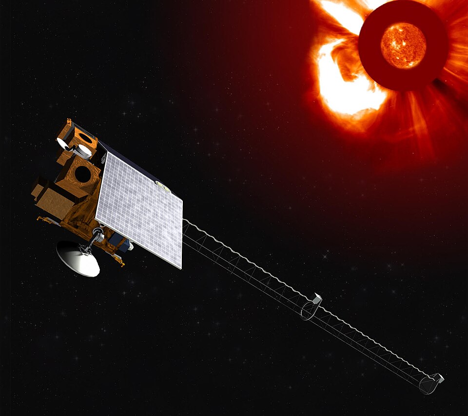 The NOAA satellite on station at L1. Credit NOAA, Public domain, via Wikimedia Commons